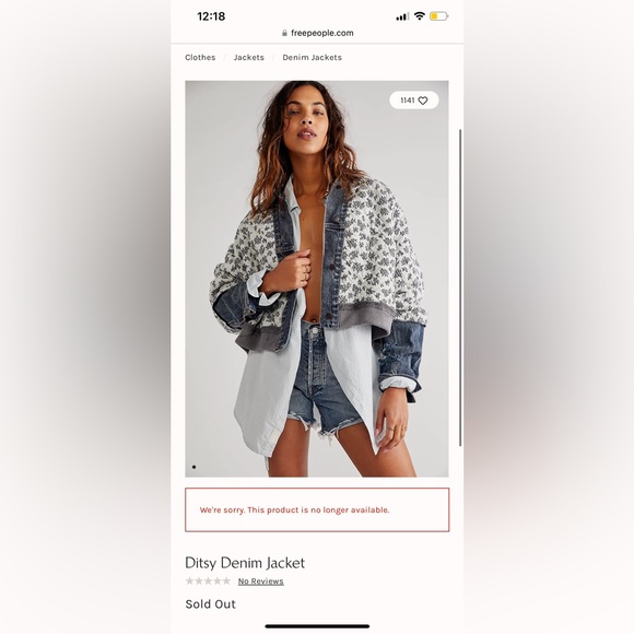 Free People Ditsy Denim Jacket XS/S - Picture 2 of 9